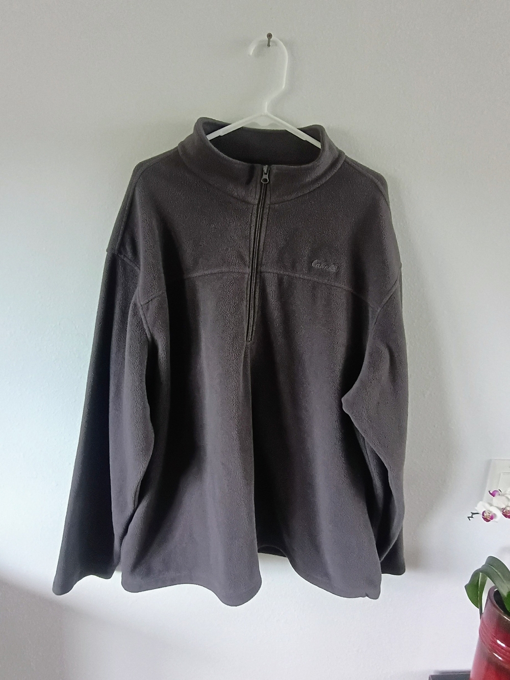 Cabela's Mens XL Charcoal Gray Quarter Zip Fleece Pullover Outdoor Jacket Warm